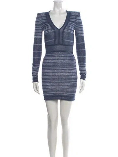 Pre-owned Balmain Tweed Pattern Mini Dress In Black