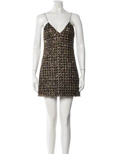 Pre-owned Balmain Tweed Pattern Mini Dress In Black