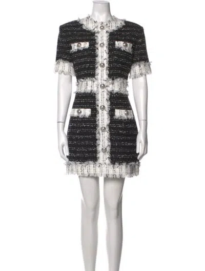 Pre-owned Balmain Tweed Pattern Mini Dress In Black/metallic