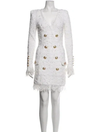 Pre-owned Balmain Tweed Pattern Mini Dress In Brown/neutrals