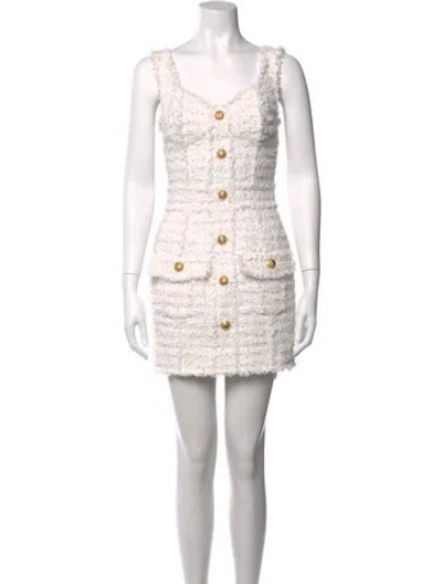 Pre-owned Balmain Tweed Pattern Mini Dress In Metallic/neutrals