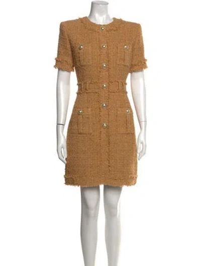Pre-owned Balmain Tweed Pattern Mini Dress In Neutrals