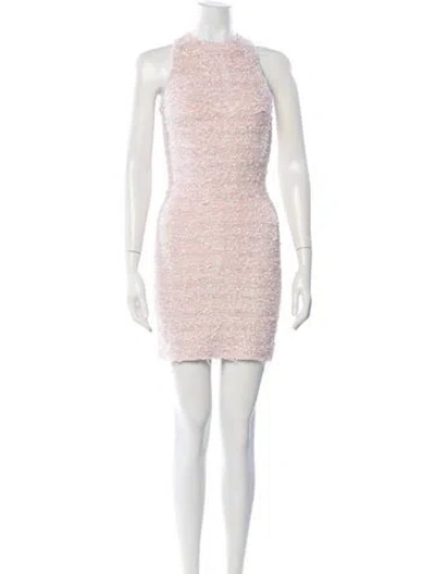 Pre-owned Balmain Tweed Pattern Mini Dress In Pink