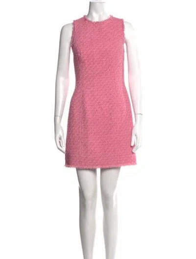 Pre-owned Balmain Tweed Pattern Mini Dress In Pink