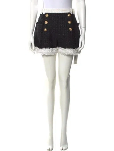 Pre-owned Balmain Tweed Pattern Mini Shorts In Black