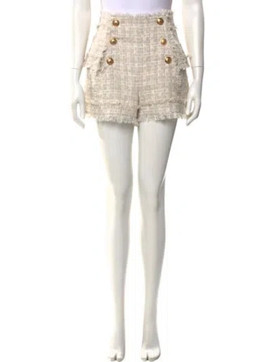 Pre-owned Balmain Tweed Pattern Mini Shorts In Neutral