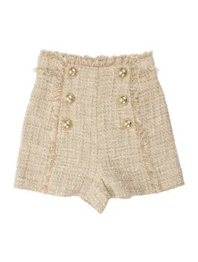 Pre-owned Balmain Tweed Pattern Mini Shorts In Neutrals