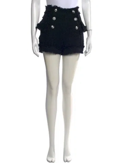 Pre-owned Balmain Tweed Pattern Mini Shorts W/ Tags In Black