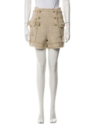 Pre-owned Balmain Tweed Pattern Mini Shorts W/ Tags In Metallic/neutrals