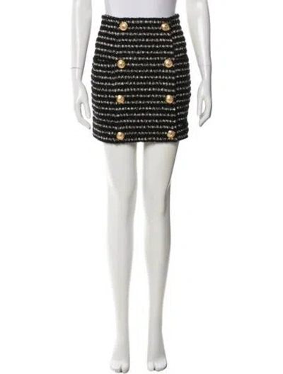 Pre-owned Balmain Tweed Pattern Mini Skirt In Black