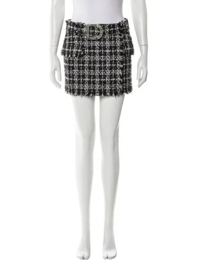 Pre-owned Balmain Tweed Pattern Mini Skirt In Black