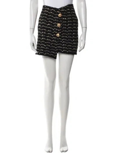 Pre-owned Balmain Tweed Pattern Mini Skirt In Black