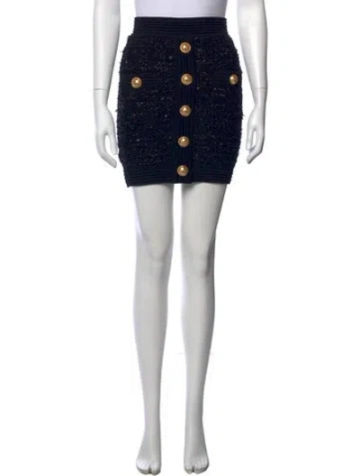 Pre-owned Balmain Tweed Pattern Mini Skirt In Black