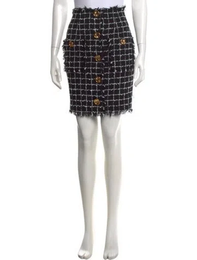 Pre-owned Balmain Tweed Pattern Mini Skirt In Black