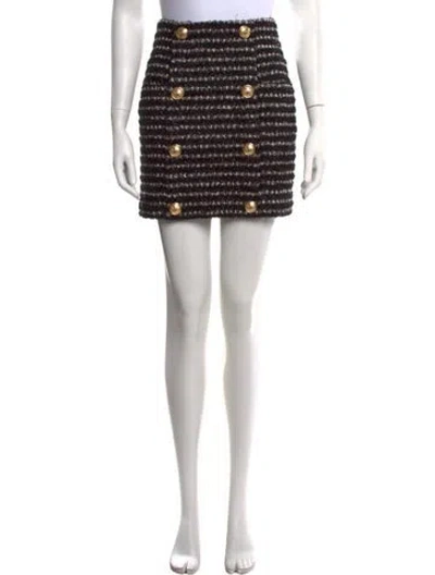 Pre-owned Balmain Tweed Pattern Mini Skirt In Black