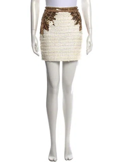 Pre-owned Balmain Tweed Pattern Mini Skirt In Blue