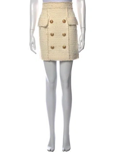 Pre-owned Balmain Tweed Pattern Mini Skirt In Neutrals