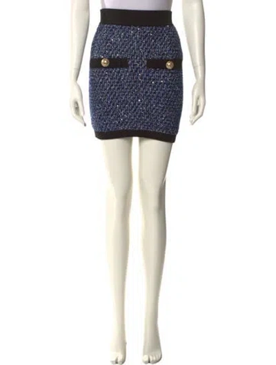 Pre-owned Balmain Tweed Pattern Mini Skirt W/ Tags In Neutral