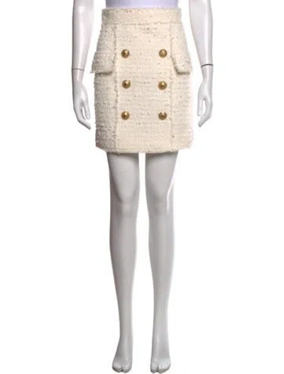 Pre-owned Balmain Tweed Pattern Mini Skirt W/ Tags In Neutrals