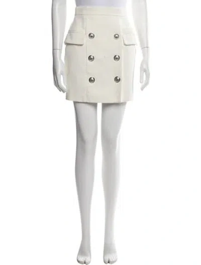 Pre-owned Balmain Tweed Pattern Mini Skirt In White