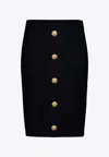 Balmain Knitted Vichy A-line Skirt With Jewel Buttons In Black
