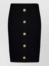 Balmain Knitted Vichy A-line Skirt With Jewel Buttons In Black
