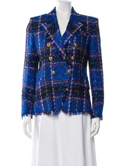 Pre-owned Balmain Tweed Plaid Print Blazer