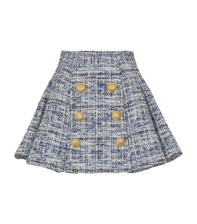 Balmain A-line Silhouette Tweed Skirt In Blue