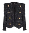 Balmain Polka-dot Tweed Spencer Jacket In Black