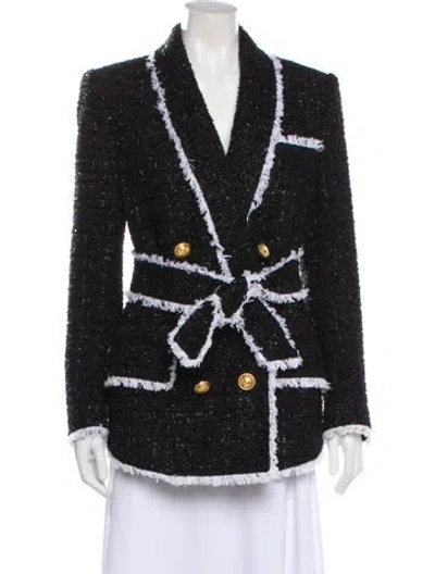 Pre-owned Balmain Tweed Printed Jacket In Black