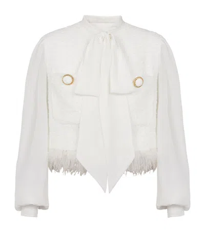 Balmain Sacai Sacai Short Dress With Contrasting Pleated Back In Neutral