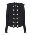 Balmain Tweed Jacket With Frayed Edges And Gold-tone Buttons