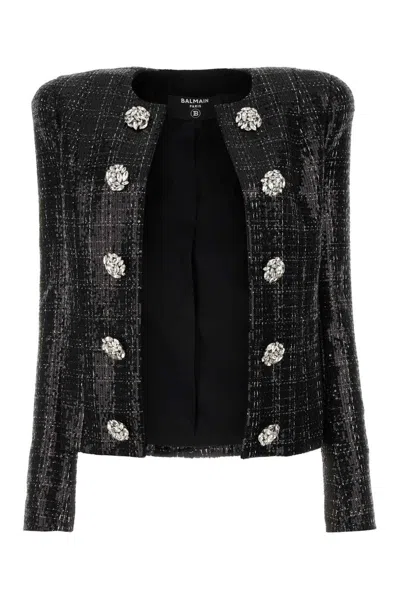 BALMAIN BLACK TWEED BLAZER