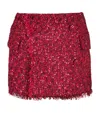 Balmain Button-detail Tweed Mini Shorts In Pink