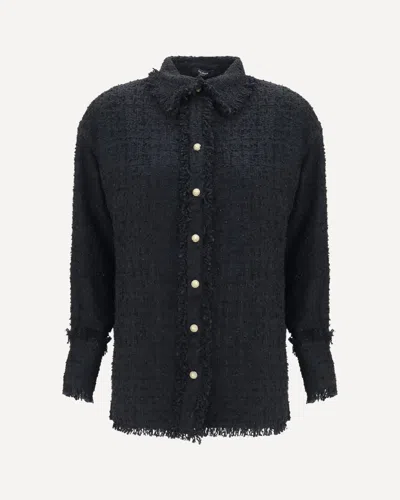 Balmain Tweed Shirt In Blue