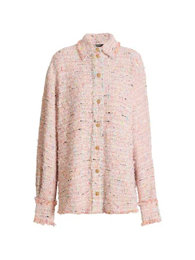 Balmain Tweed Shirt In Brown