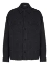 Balmain Monogram Tweed Overshirt In Black