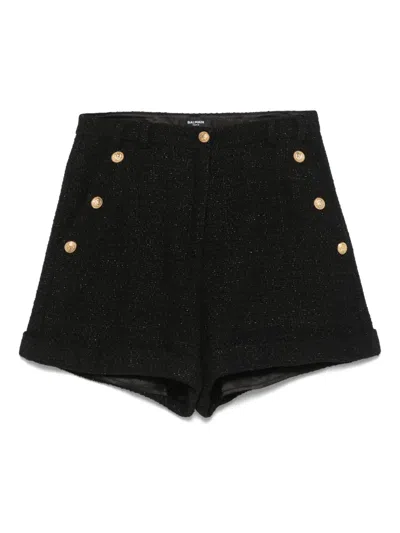 Balmain Kids' Tweed Shorts In Black