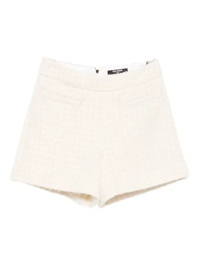 Balmain Kids' Tweed Shorts In Neutral