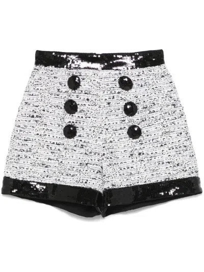 Balmain Tweed Shorts In White