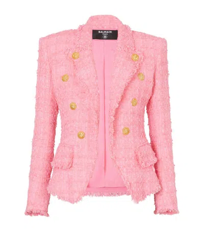 Balmain Tweed Single-breasted Blazer In Cr Pink
