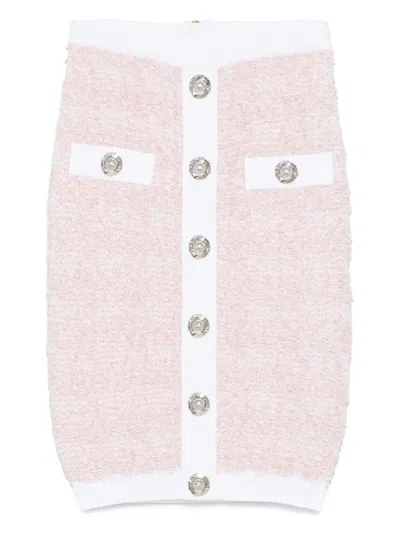 Balmain Tweed Skirt In Pink