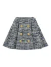 Balmain Space-dyed Cotton-blend Miniskirt In Azul