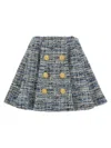 Balmain Space-dyed Cotton-blend Miniskirt In Blue