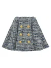 Balmain Space-dyed Cotton-blend Miniskirt In Blue