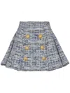 Balmain Space-dyed Cotton-blend Miniskirt In Blue
