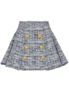Balmain Space-dyed Cotton-blend Miniskirt In Blue