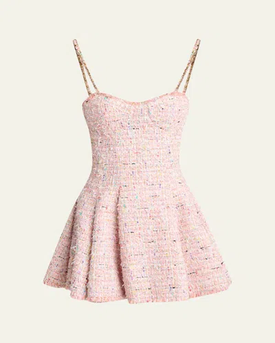 Balmain Tweed Sleeveless Flared Mini Dress In Multi