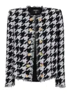 Balmain Tweed Houndstooth Jacket In Multi