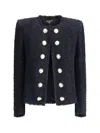 Balmain Tweed Spencer Jacket In Black